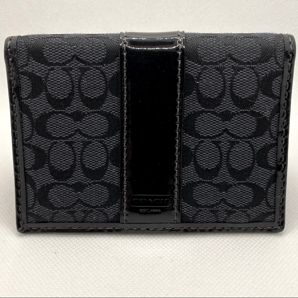 Small Coach Signature C Black Folding Wallet